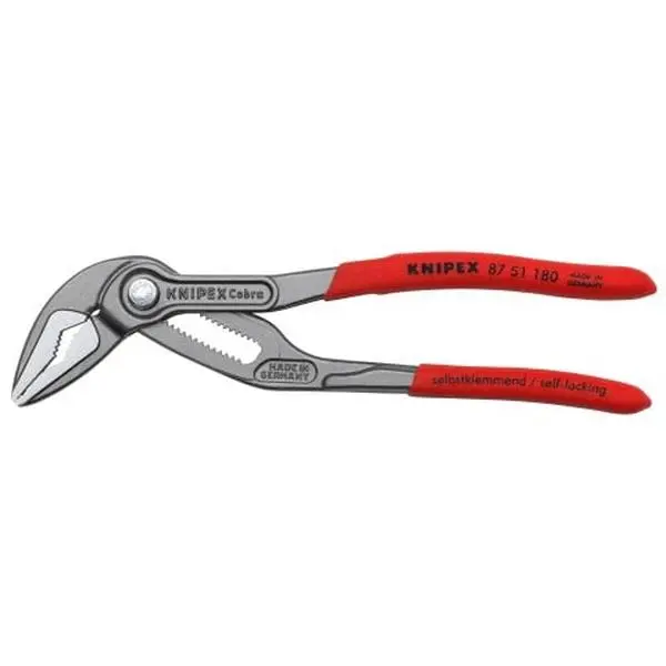 KNIPEX (87 51 180) Cobra Adjustable Extra-Slim (ES) Water Pump Pliers, Front Serrations, Fits Tight Spaces for Screws & Pipes