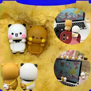 2 Pcs New Panda Bubu And Dudu Toy Doll Cute Cartoon Panda Bear Doll Mobile Phone Display Screen Decorative Doll Couple Gifts