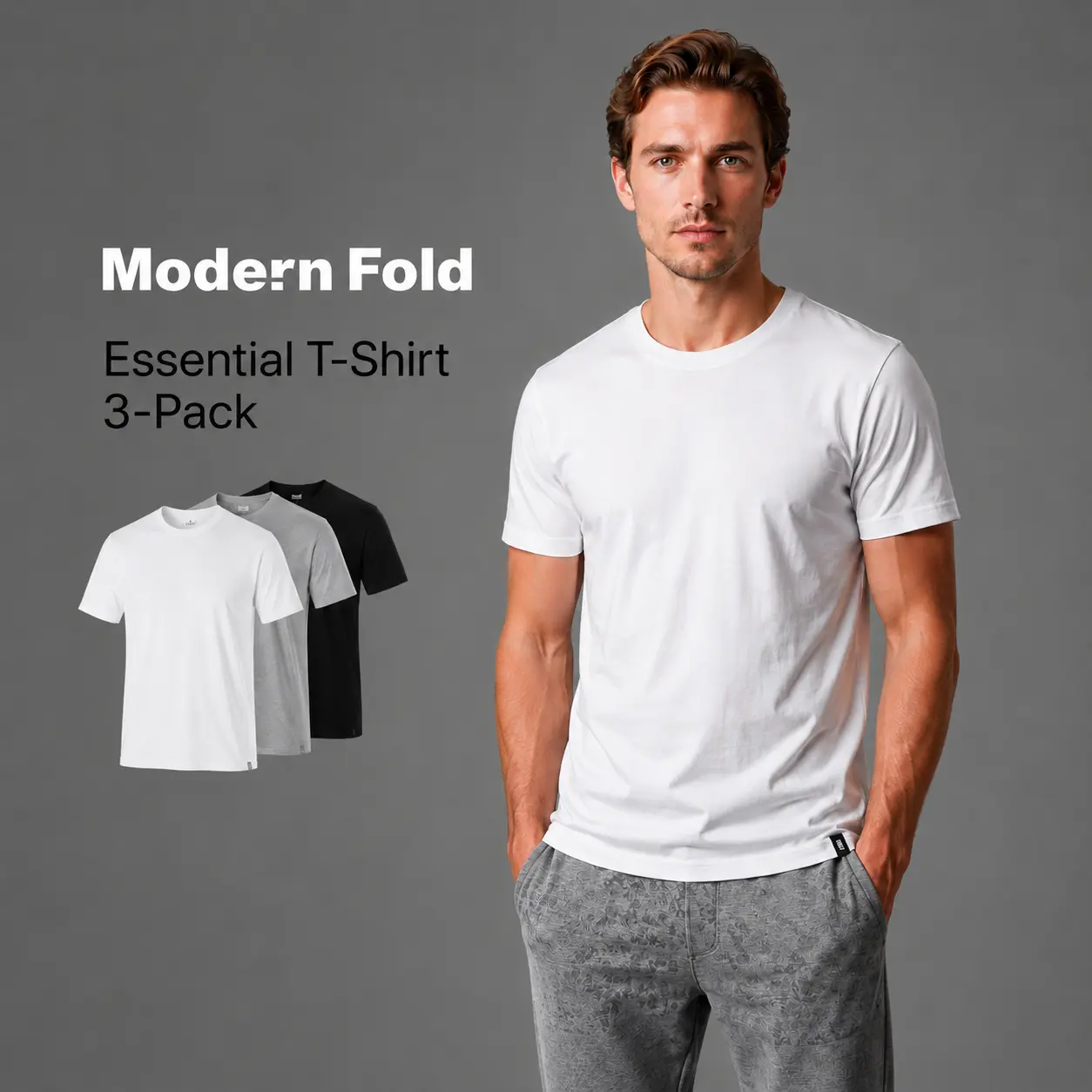 Essential T-Shirt 3-Pack - Relaxed fit, Cotton-poly Fabric Blend, Soft Mens Tee