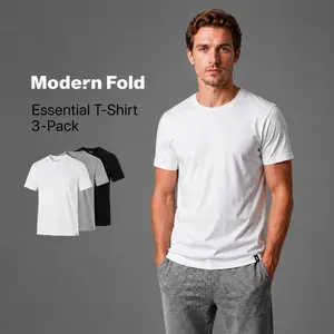 Essential T-Shirt 3-Pack - Relaxed fit, Cotton-poly Fabric Blend, Soft Mens Tee