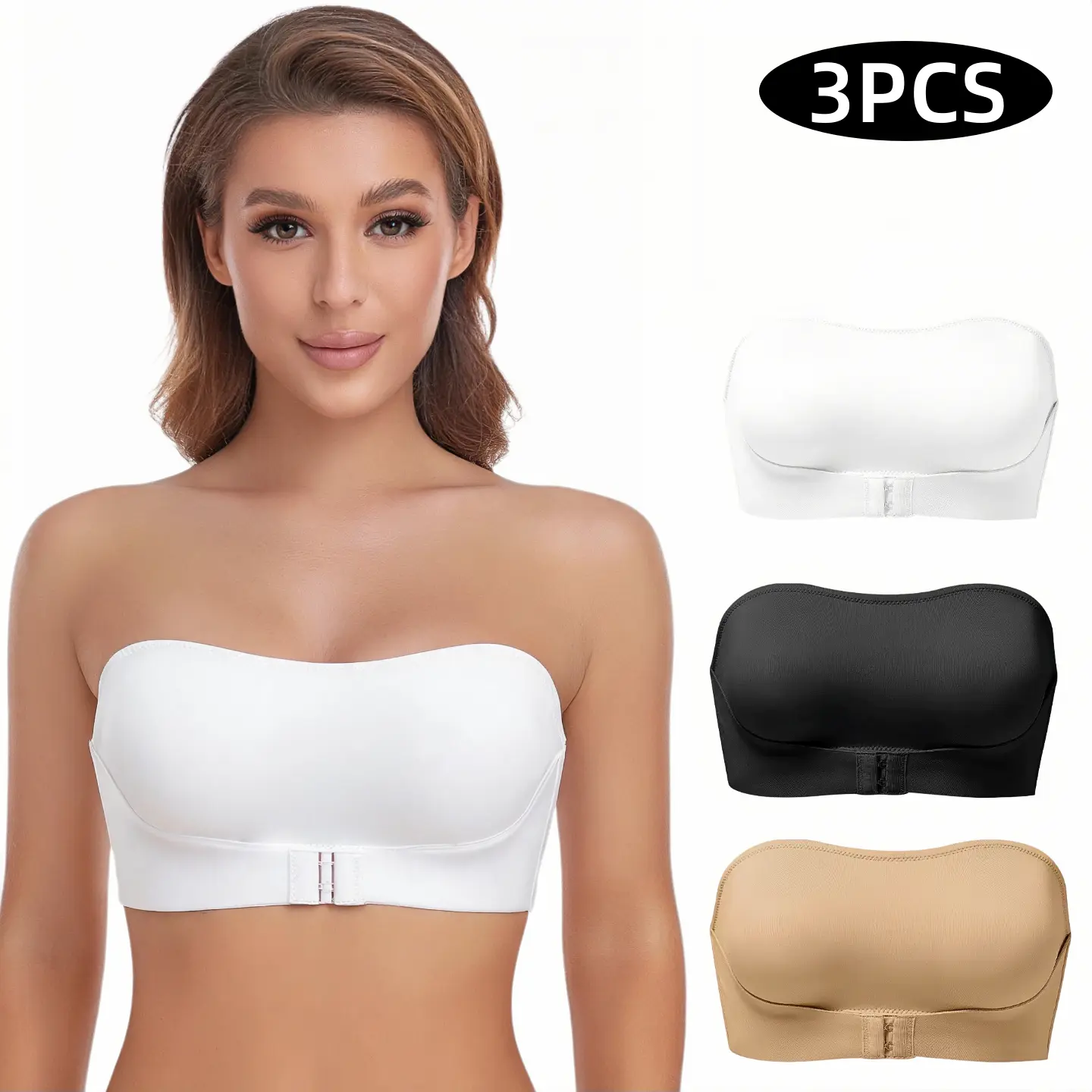 3 Pieces Strapless Bras for Women – Non-Slip Silicone Padding Bandeau Bra, Wireless Tube Top Bra | DealsForYouDays SummerWin Bridal Womenswear large bust elegant