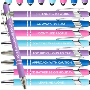 8 Pack Funny snarky Sarcastic Retractable Ballpoint Pens - Funny Office Pens with Snarky Quotes, Black Ink, Stylish Design for Coworkers, party events, anyone who loves humor, Funny Teacher Pens, School Supplies