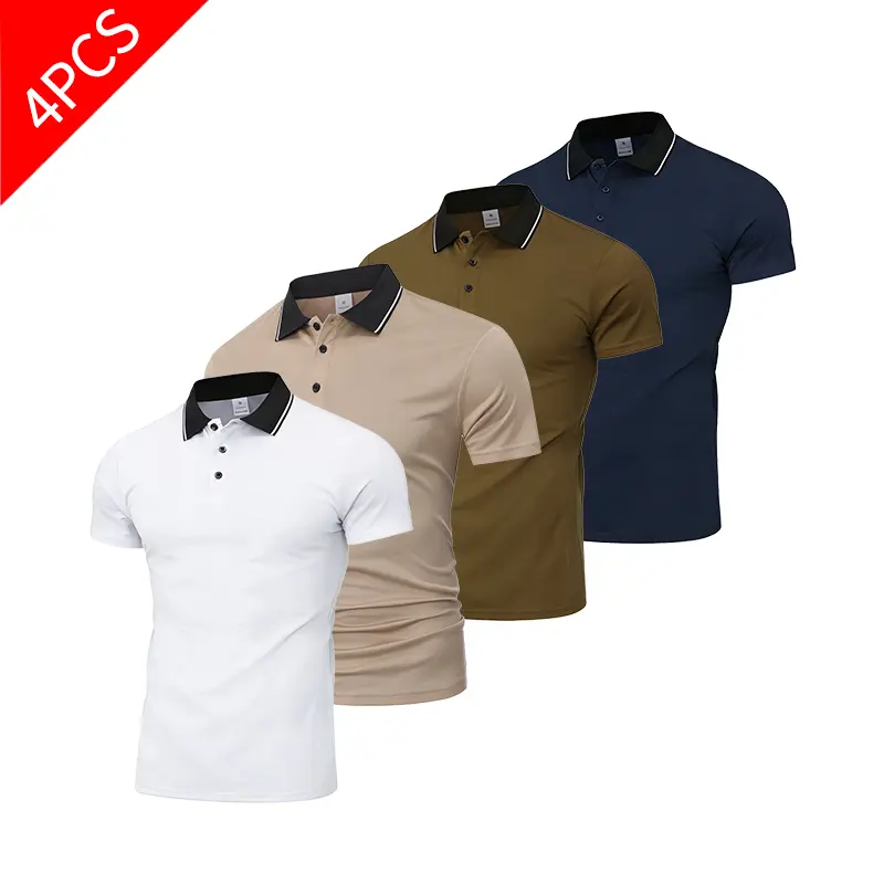 Men's Sporty Chic Athletic Polo, Short Sleeve Breathable Tops with Flexible Fabric & Contrast Collar, Athletic Polo Shirt, Casual Sportswear, Athletic Fashion, Buttoned