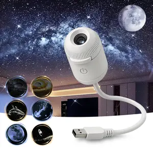 2-in-1 Galaxy Projector Night Light, USB Portable Starry Sky Night Light Projector for Bedroom, Mini LED Nightlight Wall Lamp for Kids & Adults, Dreamy Ceiling Decor (6 Slide)