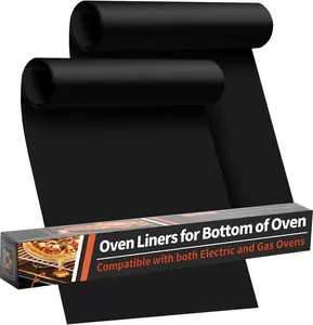 2-Pack Large Bakeware Oven Liners – 17"x25" Heavy-Duty Cuttable Reusable Mats for Electric, Gas Ovens & Grills, BPA-Free, PFOA-Free (Black)
