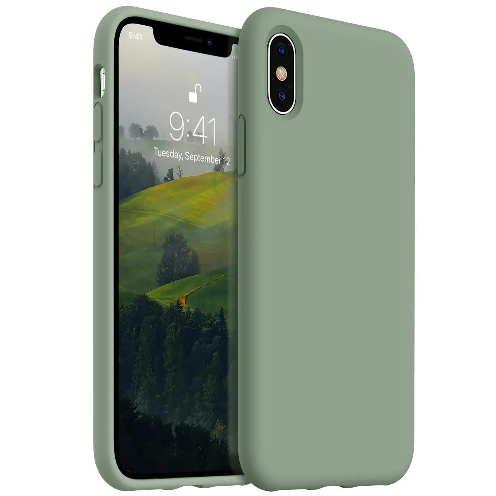 OTOFLY Liquid Silicone Case for iPhone X, XS, XR, XS Max - 360 Degree Protection, Shock-Resistant, Fingerprint-Proof, Slim, Elegant Design, Wireless Charging Compatible, Handle-Integrated Full Body Cover (Smartphone Accessory)