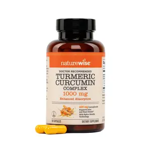 NatureWise Extra Strength Turmeric Curcumin 1000mg with Hydro-Soluble Technology for Ultra Absorption - 400mg Curcuminoids for Immune Support - Vegan, Non-GMO, 60 Capsules - USA Manufactured