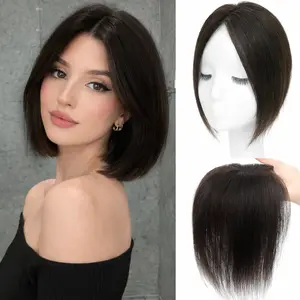 BEFUNNY Hair Toppers for Women Human Hair,No Bangs Top hairextensions Hair Pieces Wiglets Upgrade Lace Base 10 inch Hairs Toppers for Women