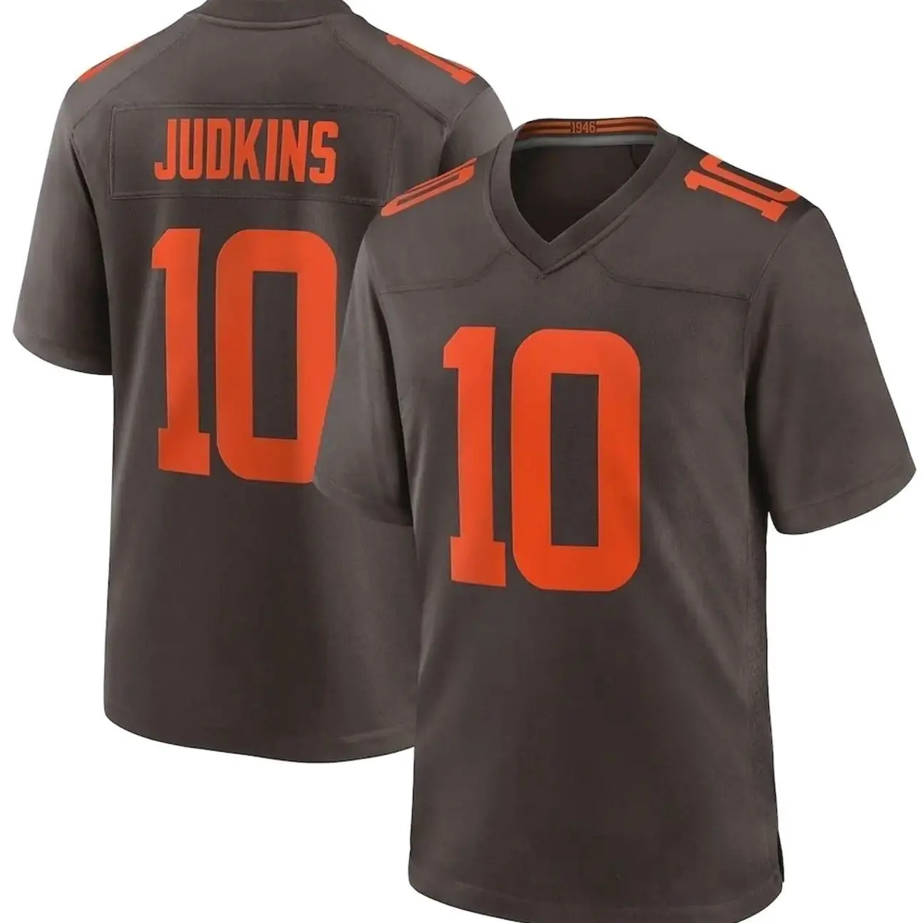 Number 10 Brown Orange Football Jersey for Men and Women, Game Day Sports Fan Shirt, American Football Uniform Top, Loose Fit Athletic Streetwear, Gift for Football Lovers, Dad, Husband and Boyfriend, Trending Sports Fashion 2026 S