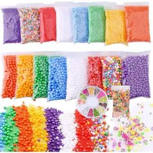 Slime Foam Beads Floam Balls – 18 Pack Microfoam Beads Kit 0.1-0.14 and 0.28-0.35 inch Colors Rainbow Fruit Beads Craft Add ins Homemade DIY Kids Ingredients Flome Styrofoam Supplies Big