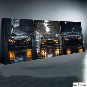 Bmw Car Poster Set, Modern Art Wall Decor, Waterproof & Odorless, Perfect for Living Room, Fashionable Home Posters, 3-Piece Kit