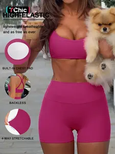 Sexy Sporty Cross Back Tank Top and High Waist Short Pants Set, Solid Color Yoga for Women, Casual Fitted Two-Piece Suit, Activewear Shorts Set, Athleisure Summer Clothes