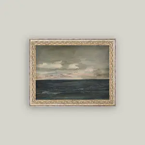 Ocean View Framed Antique Art | Coastal Canvas Wall Decor