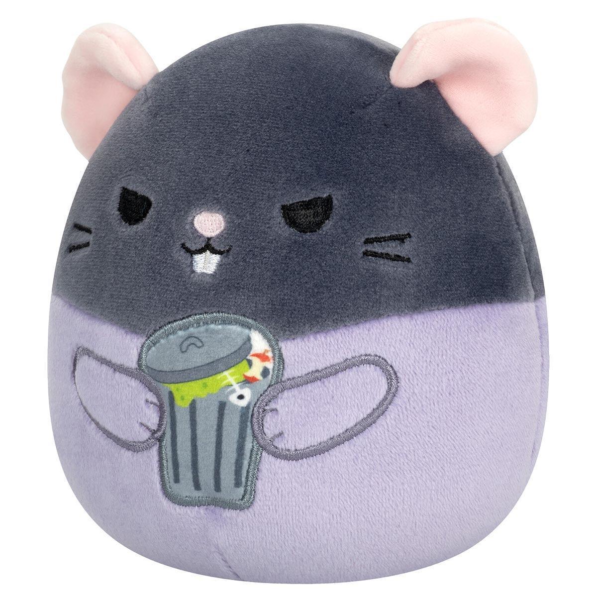 Squishmallows Ralphie the Grey Rat Holding Trash Can 5-Inch Select Series Stuffed Animals Extra Soft Fluffy Halloween Plush
