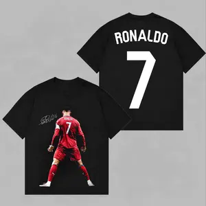 [ Dunk Nation ] Ronaldo American Football Star Print Short-sleeved T-shirt Men Women CR7 Tshirt Clothing Oversize Tee  "I'M BACK"