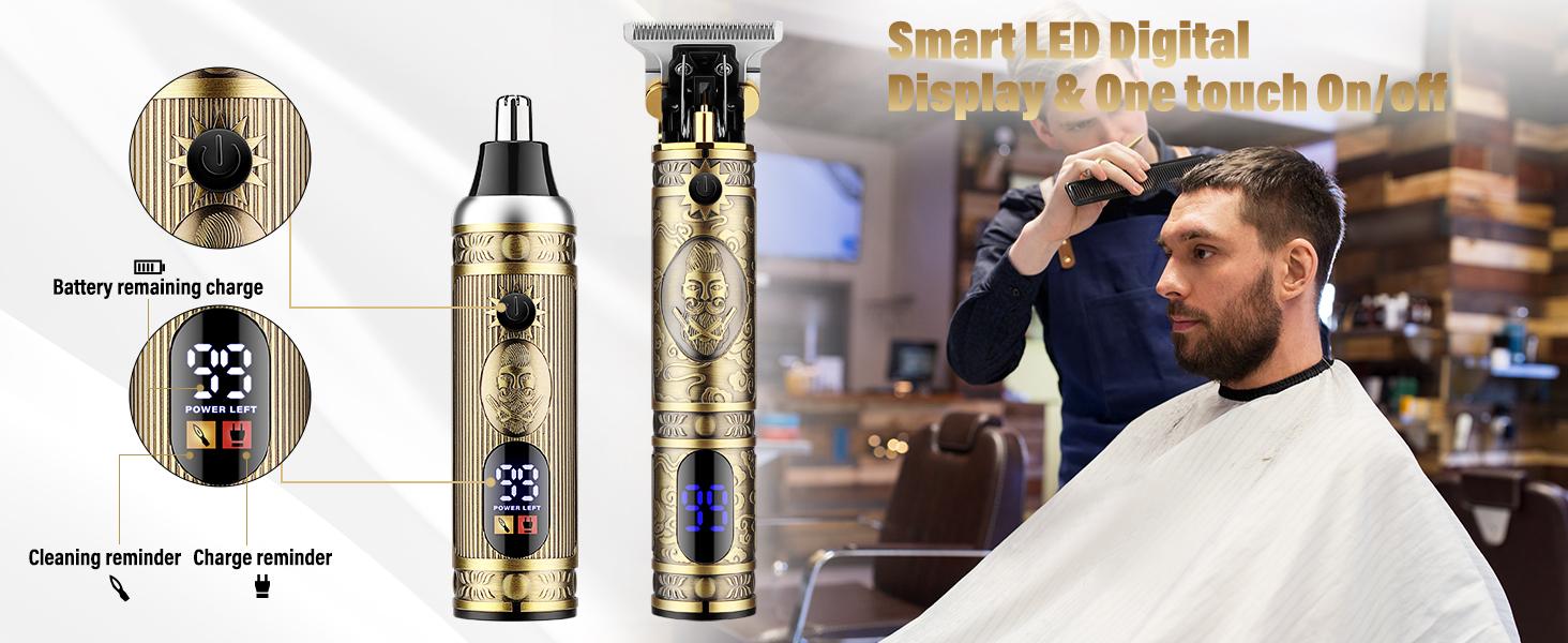 BOMIC Professional Hair Trimmer Hair Clippers for Men, Nose Hair Trimmer Men's Shaver Set,Cordless T-Blade Beard Trimmer Barber Clippers,Electric Foil Shavers Razor for Men Haircutting Kit