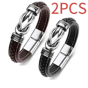 Two European and American retro minimalist men's wristbands in punk style