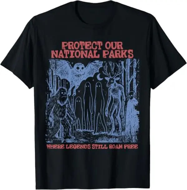 Protect Our National Parks Mothman Cryptid Weirdcore Horror T-Shirt