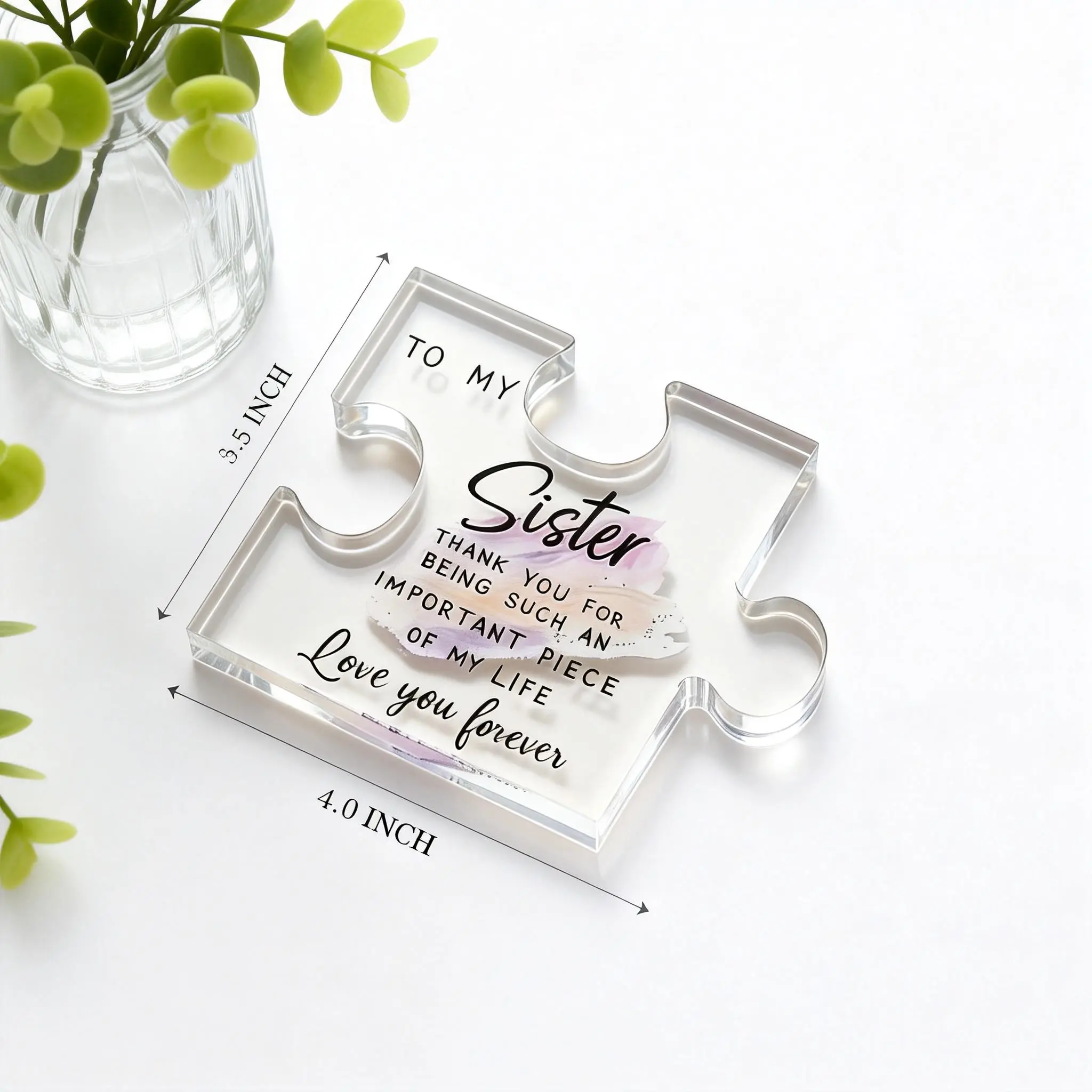 3.5x4" Customizable Acrylic Jigsaw Plaque Prop - 8.5×10cm, 0.4in Thickness, Modern Space-Saving Photo Display, Holiday Keepsake, Desk/Shelf Decor, Birthday Gift for Friends (Default Option), Shelves