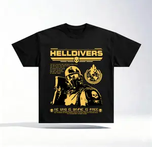 Helldivers 2 The Galaxy’s Last Line of Offence Graphic Hoodie & T-Shirt, Oversize Unisex Double Printed Streetwear Game Merch Gift for Fans