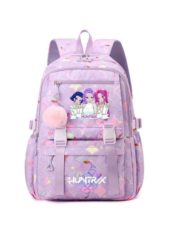 New K-Pop Demon Hunters Print Student Backpack, Fashion Casual Versatile Campus Style, Large Capacity Dual Shoulder Bag for Students, Cute Backpack New K-Pop Demon Hunters Print Student Backpack, Fashion Casual Versatile Campus Style, Large Capacity Dual Shoulder Bag for Students, Cute Backpack