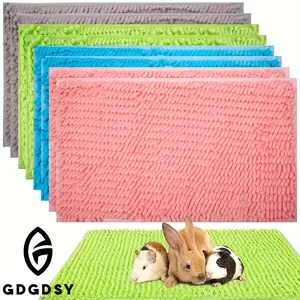 [Non-slip] 2pcs Soft Plush Synthetic Fiber Pet Mat - Non-Slip Warm Bedding for Small Pets, Rabbit & Guinea Pig Cage Accessories, Multi-Color Options (Green, Pink, Purple, Brown, Grey, Light, Dark, Light Purple, Dark Purple, Light Grey, Dark Grey