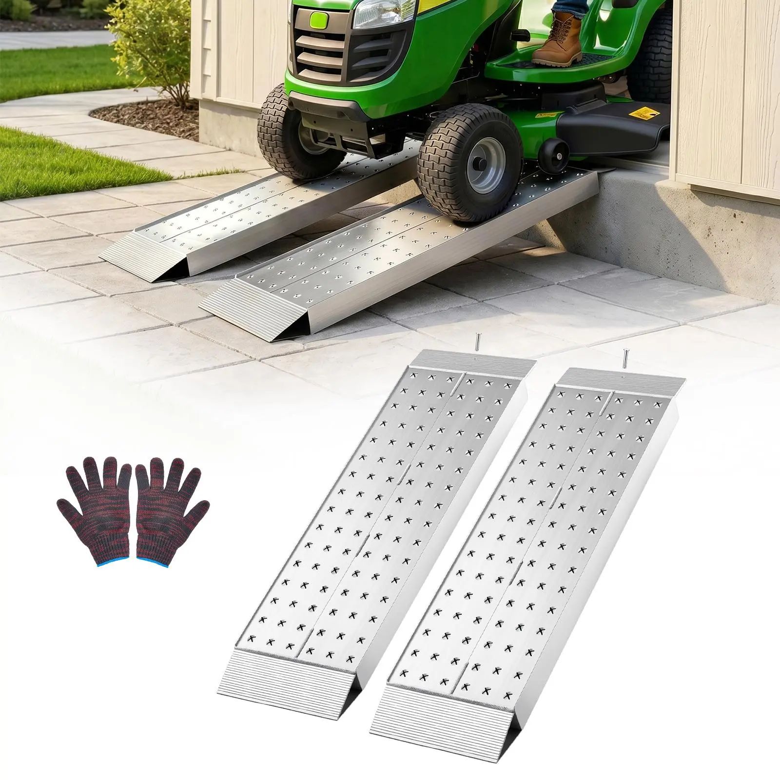 【summerfinds】VEVOR Aluminum Trailer Ramps, 2PCS 39 x 12 in, Heavy-Duty ATV Ramp Set with Anti-Slip Plates, 3000LBS Combined Capacity Loading Ramps for Motorcycles, Lawn Mowers, Farm Tractors, Carts