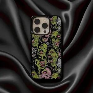 Zombie Horror iPhone Case, Grunge Undead Art Phone Compatible with iPhone 17, 16, 15, 14, 13, 12, 11, X & Galaxy