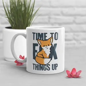 Funny Fox Coffee Mug, Cute Fox Gift, Fox Lover, Fox Gifts for Him Her, Housewarming Birthday, Furry Fandom Fox Things Up Furries Adult Humor Ceramic Drinkware