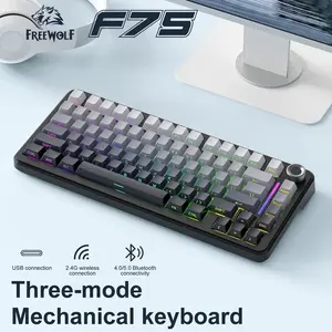 Aula F75 75% Hot Swap Gaming Keyboard, Freewol F75 Wireless Design, Tri-Mode Link, 4000mah Battery, Metal Knobs, Durable Build