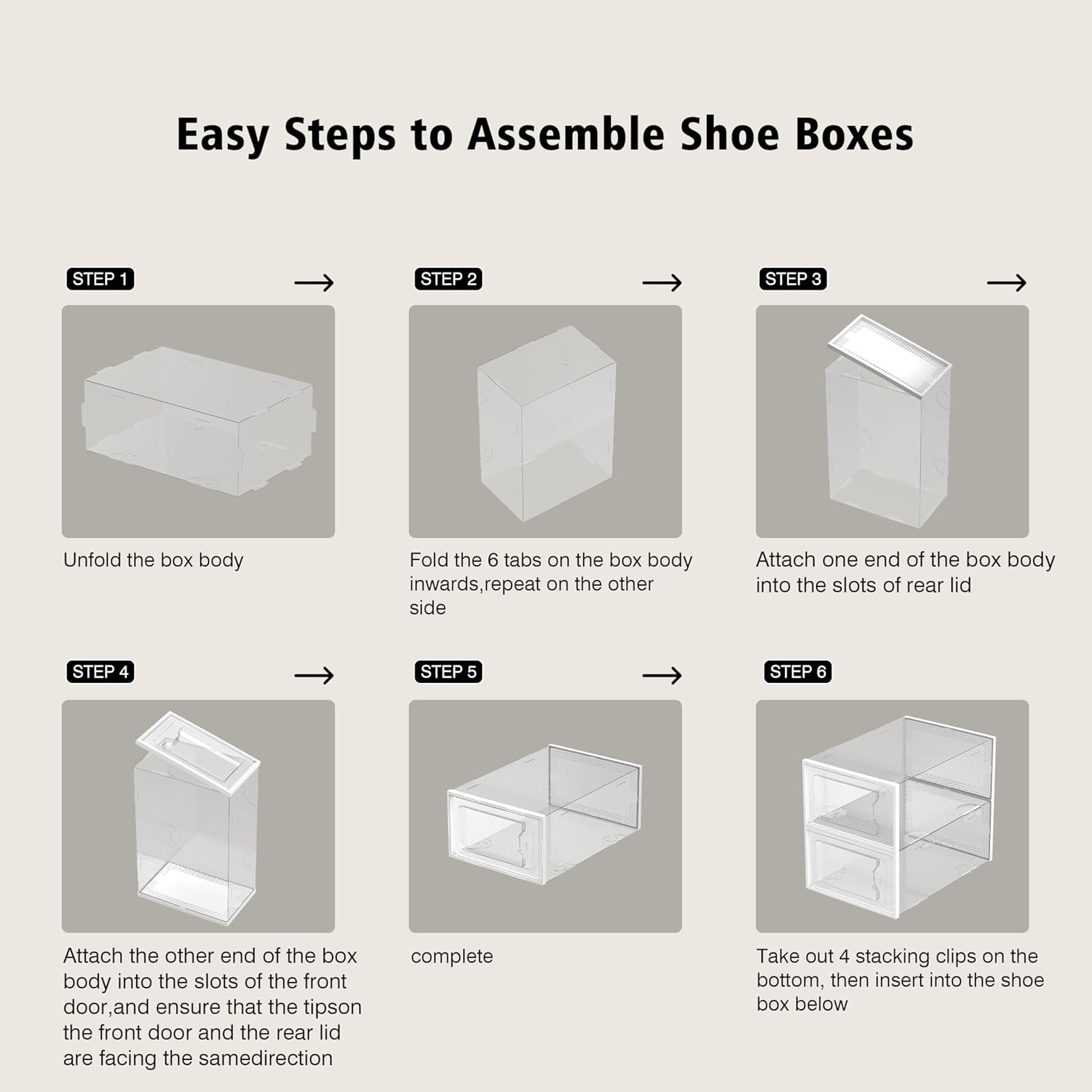 12 Pack Clear Plastic Shoe Storage Boxes - Stackable Shoe Organizer for Closet