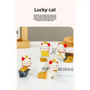 Lying Lucky Cat Small Ornament Cute Cat Office Desktop Decoration Workstation Stress Relief Gift Home Decor
