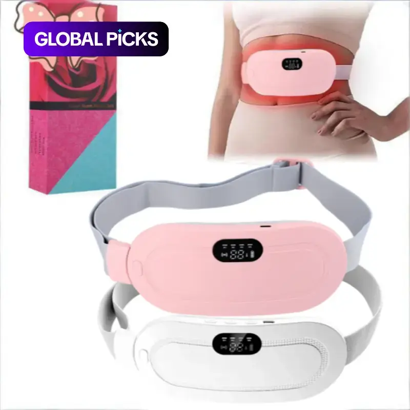Pink/White Menstrual Wireless Multifunctional Heating Pad, Portable Cordless Design, Period Pain & Cramp Relief, Abdominal & Lumbar Heating Massage Belt, Adjustable Temperature, 3 Heat Levels + 4 Massage Settings #GLOBAL PICKS