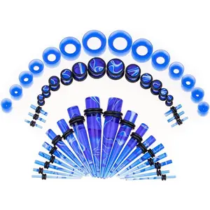 Memsion Ear Stretching Kit 50 Pieces 14Gauges-00Gauges Earrings Piercing Kit