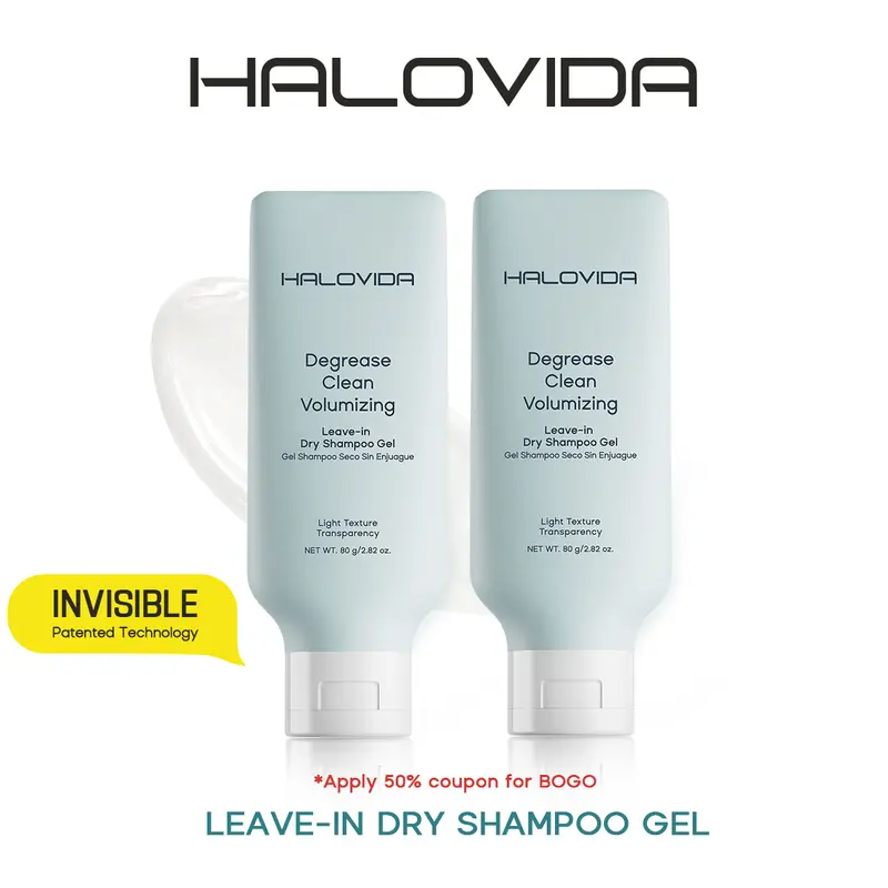 Halovida Leave-in Light Hair Dry Shampoo Gel 2.28oz,4D hyaluronic acid,Silk protein,Instant Oil Absorption,Invisible Volume Boost,Long-Lasting Oil Control,Safe & Clean Formula,Perfect for On-the-Go,Cleanser & Haircare,#backtoschool