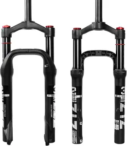 ZTZ 20 * 4.0 inch Fat Tire Air Suspension Fork - 130mm Travel, 135mm Spacing Hub, 9mm QR, Crown Lockout,Ultralight Fat Tire Bike Front Fork, Fit for Snow Beach XC Mountain Bikes