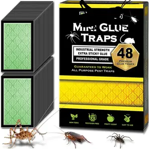 Mini Glue Traps (48 Traps) Non-Toxic Extra Sticky Glue Board Pre-Baited with Fruity Scent Attractant Trap