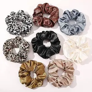 Scrunchies Hair Ties Silk Satin Scrunchy - Hair Elastics Bands Ponytail Holder Pack of Neutral Scrubchy Hair Accessories Women