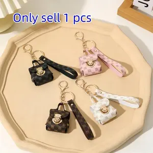 Dot Leather Key Ring Bag, Mini Earphone Storage Pouch, Portable Keychain Pendant, Suitable for Keychains, Car Keys, Bags