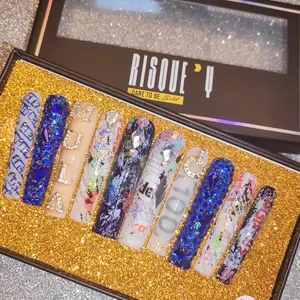 XXL Blue Diamond Nails