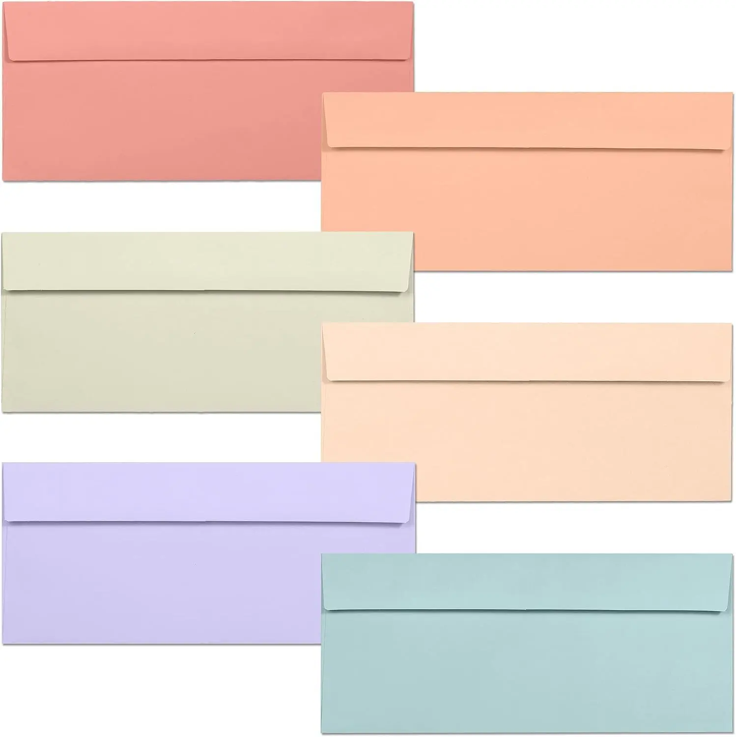 Business Envelopes, 120-Pack #10 Envelopes, 4 1/8 x 9 1/2 Inches, 6 Warm Pastel Colors