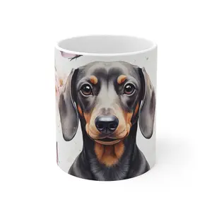 Dachshund Ceramic Mug — Butterfly Bloom