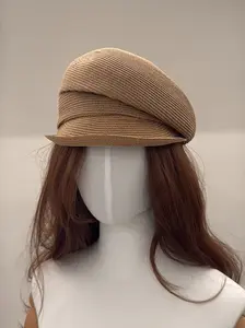 Summer Straw Newsboy Cap, Elegant UV Sun Hat for Women, Casual Sun Hat, Japanese Minimalist Beret, Street Style, All Seasons, Travel & Beach, Minimalist Headwear