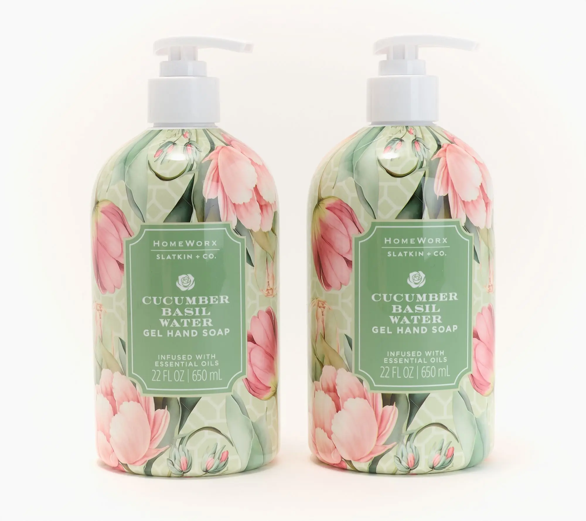 HomeWorx by Slatkin + Co. S/2 22oz Gel Hand Soap Cucumber Basil HomeWorx by Slatkin + Co. S/2 22oz Gel Hand Soap Cucumber Basil