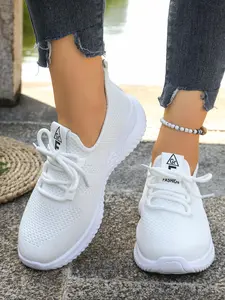 Women's slip-on flat sneakers, Breathable mesh sneakers, featuring a vibrant path design, comfortable and stylish, breathable and lightweight, suitable for all seasons, a must-have for running and casual sports, Athletic Fashion Trainers