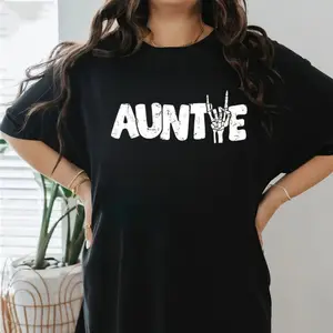 Auntie Shirt, Auntie Skeleton Shirt, New Aunt Pregnancy Announcement Tshirt, Gift For Aunt, Mothers Day Gift, Short Sleeve Crew Neck Top, Casual Clothing