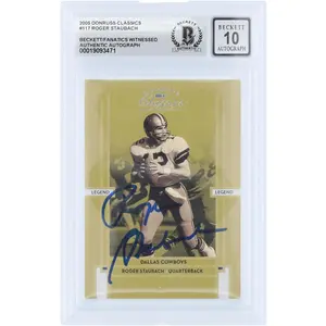 Roger Staubach Dallas Cowboys Autographed 2005 Donruss Classics #117 #/1000 Beckett Fanatics Witnessed Authenticated 10 Card - Fanatics Authentic Certified