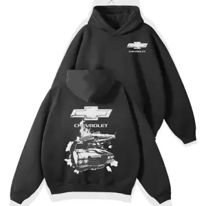 Vintage Chevrolet Muscle Car Hoodie, Chevy Bowtie Logo Hoodie Sweatshirt Streetwear and Daily Winter Wear For Car Enthusiasts