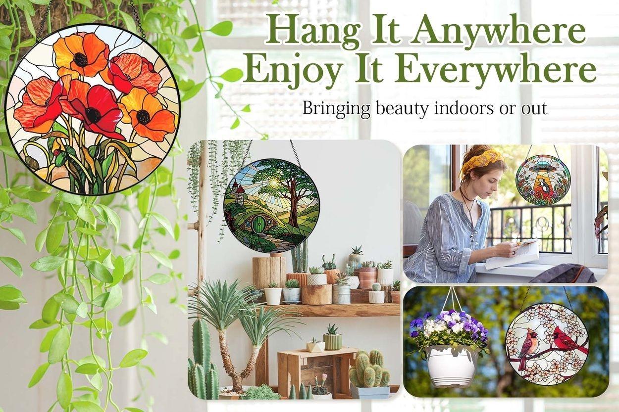 Cross Wildflowers Stained Glass Suncatcher: Christian Religious Faith Flower Window Decor, Thoughtful Gift for Home Cross Wildflowers Stained Glass Suncatcher: Christian Religious Faith Flower Window Decor, Thoughtful Gift for Home