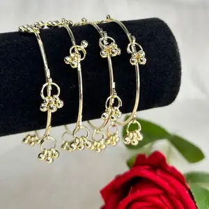 Kashmiri Ghungroo Bangles - Set of 4 Trending Jewelry for Women, Gold Color, Elegant Design, Perfect for Special Occasions